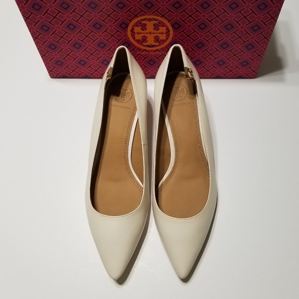 NIB Tory Burch Elizabeth Pump 40MM Leather Perfect Ivory Size 8.5 $278 - Picture 4 of 16